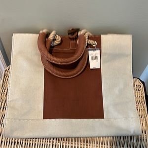 J.McLaughlin Sea fosm blue /brown Newport Tote NWTG